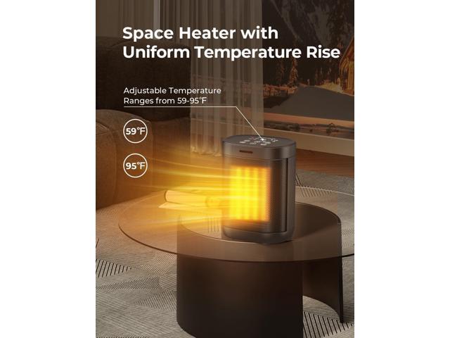 1500W Space Heaters for Indoor Use, PTC Ceramic Electric Heaters with 4 Modes, Tip-over & Overheat Protection, 59-95°F Digital Thermostat, 24H...