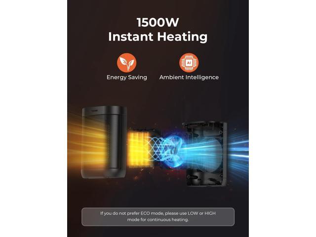 1500W Space Heaters for Indoor Use, PTC Ceramic Electric Heaters with 4 Modes, Tip-over & Overheat Protection, 59-95°F Digital Thermostat, 24H...