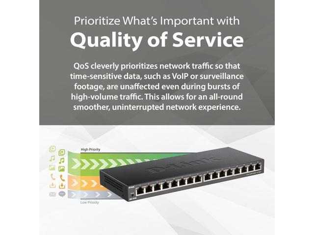 D-Link Ethernet Switch, 16 Port Gigabit Slim Switch Plug and Play, Unmanaged, Metal Housing, Quiet Fanless Design, IEEE 802.3az EEE, 5-Year Limited...