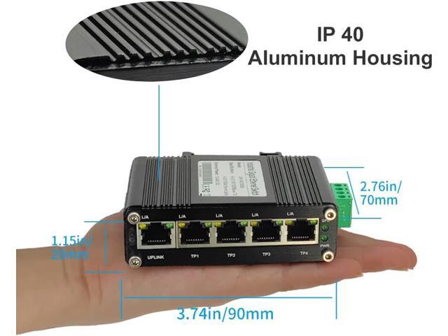Mini Industrial 5 Ports Gigabit Switch Hardened 5 Port RJ45 10/100/1000Mbps Ethernet Switch Din Rail Mount Ethernet Switch Wall Mounts Included...