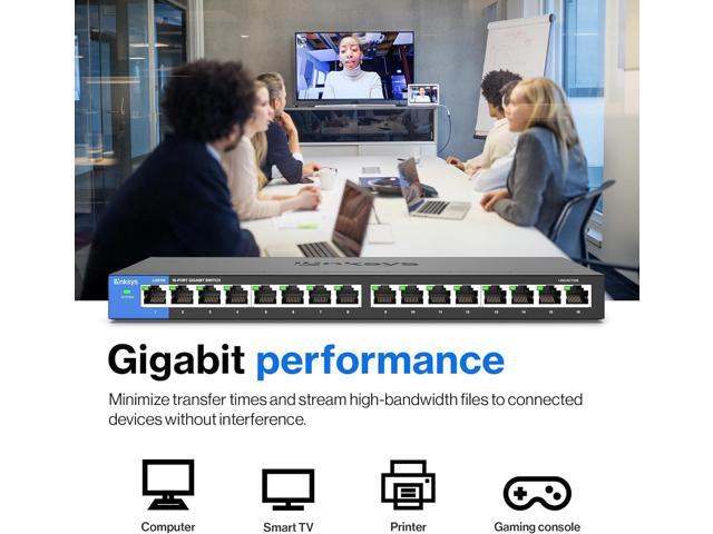 Linksys LGS116 16 Port Gigabit Unmanaged Network Switch - Home / Office Ethernet Switch Hub with Metal Housing - Wall Mount or Desktop Ethernet...