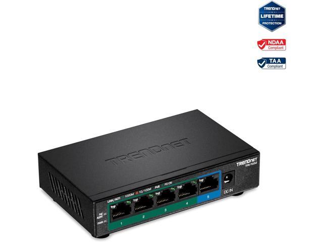 TRENDnet 5-Port Gigabit PoE+ Switch, 32W PoE Power Budget, 10Gbps Switching Capacity, IEEE 802.1p QoS, DSCP Pass-Through Support, Fanless, Wall...