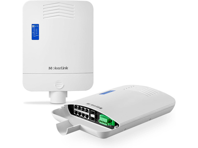 MokerLink Outdoor 10 Port Gigabit PoE Switch, 8 Gigabit PoE, 2 Gigabit SFP, 96W IEEE802.3af/at, IP65 Weatherproof Plug & Play Network Switch