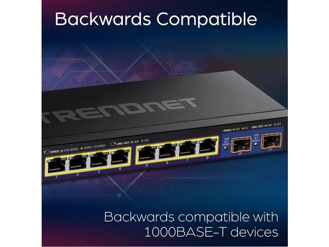 TRENDnet 10-Port Multi-Gig Web Smart Switch, 8 x 2.5GBASE-T Ports, 2 x 10G SFP+ Slots, Metal Housing, Managed Network Ethernet Switch, Lifetime...