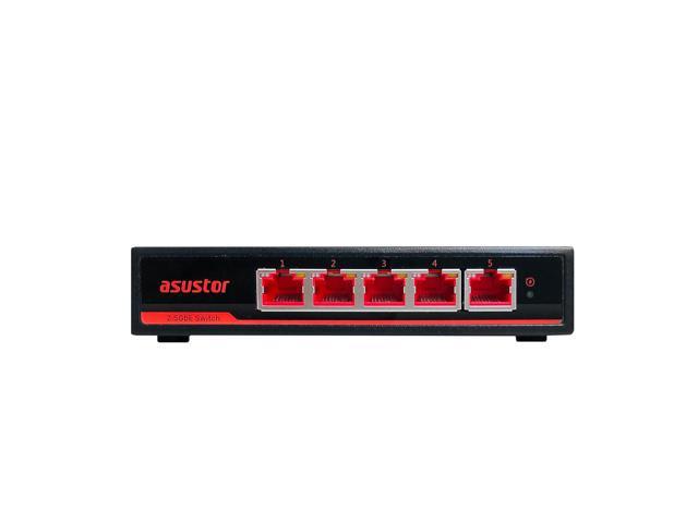 Asustor 5 Port 2.5G Unmanaged Ethernet Network Switch, Plug and Play, Wall-Mount, Fanless (ASW205T)
