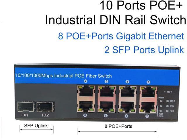 OLYCOM Industrial Switch 8Port Gigabit Ethernet with POE 2Port SFP Din Rail Mounted IP40 for Outdoor Use
