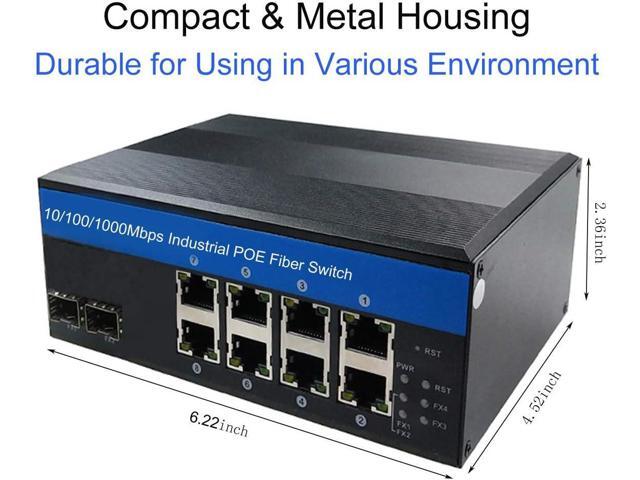 OLYCOM Industrial Switch 8Port Gigabit Ethernet with POE 2Port SFP Din Rail Mounted IP40 for Outdoor Use