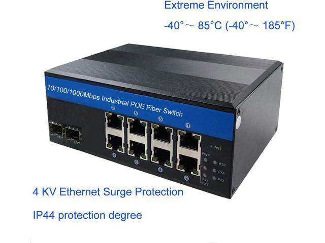 OLYCOM Industrial Switch 8Port Gigabit Ethernet with POE 2Port SFP Din Rail Mounted IP40 for Outdoor Use