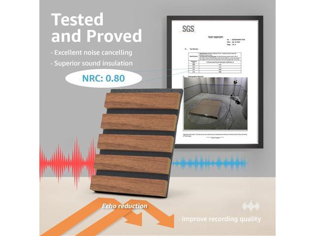 Art3d 2 Wood Slat Acoustic Panels for Wall and Ceiling - 3D Fluted Sound Absorbing Panel with Wood Finish - Walnut