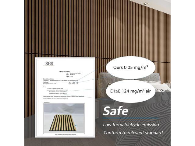 Art3d 2 Wood Slat Acoustic Panels for Wall and Ceiling - 3D Fluted Sound Absorbing Panel with Wood Finish - Walnut