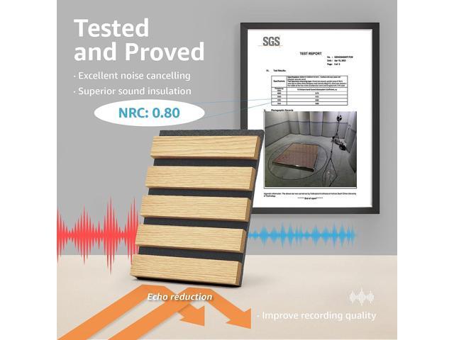 Art3d 4-Piece Wood Slat Acoustic Panels for Stylish Decor and Noise Reduction, 3D Textured Panel for Ceiling and Wall, Oak