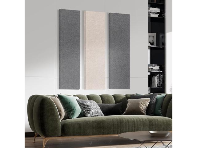 UMIACOUSTICS 2 PCS Fiberglass Acoustic Panels, 48x12x2 Inches Sound Absorbing Panels, Self-adhesive Sound Proof Panels for Studios, Office, Home...