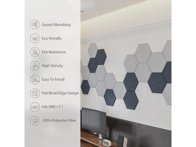 Amantech 12 Pack Acoustic Panels Self Adhesive Sound Proof Foam, High Density Sound Acoustic Foam Panel, 12X10.23X0.4 Inch Hexagon Wall Panels in...