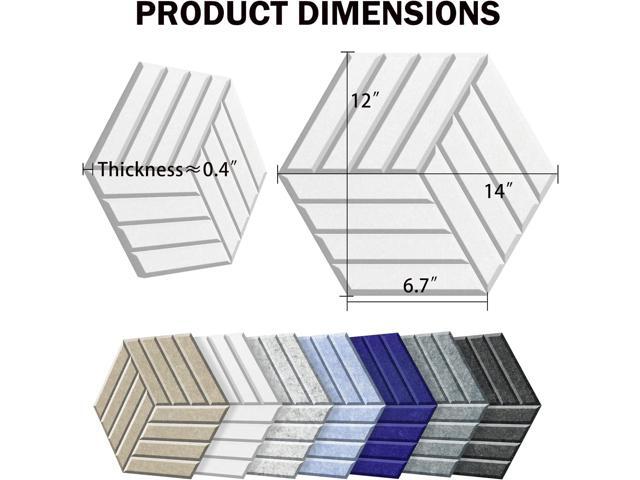 SHJADE Hexagon Acoustic Panels Self-Adhesive, 12 Pack 14' X 12' X 0.4' Sound Absorbing Panels, High Density Soundproofing Wedge Tiles(Light Sky Blue)