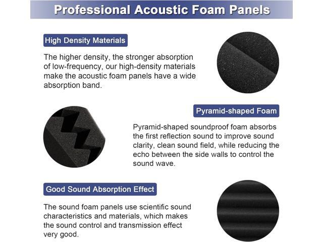 WENGWEI 52 Pack Acoustic Foam Panels,1' x 12' x 12'Acoustic Wedge Studio Foam Sound Absorption Wall Panels (Black)
