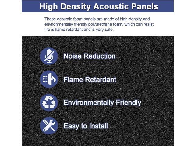 WENGWEI 52 Pack Acoustic Foam Panels,1' x 12' x 12'Acoustic Wedge Studio Foam Sound Absorption Wall Panels (Black)