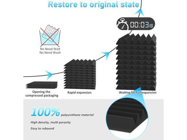 JBER 24Pack Sound Proof Foam Panels, 2' X 12' X 12' Self-Adhesive Acoustic Wall Paddings for Home Office Studios (Black)