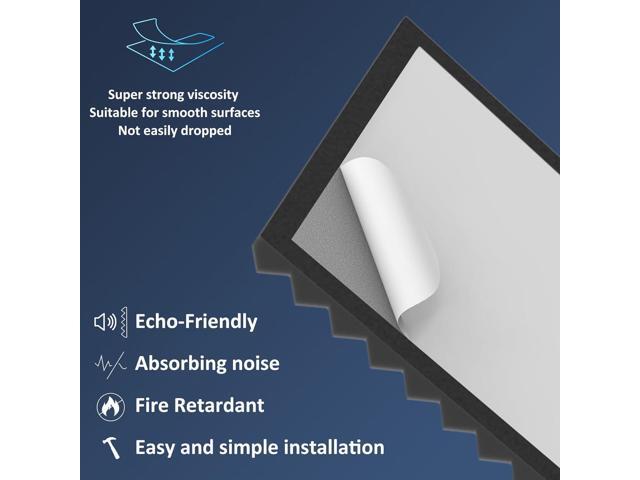 JBER 24Pack Sound Proof Foam Panels, 2' X 12' X 12' Self-Adhesive Acoustic Wall Paddings for Home Office Studios (Black)