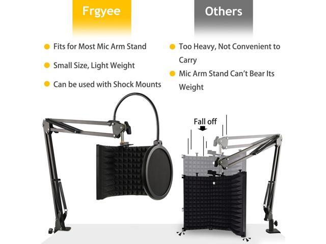 Microphone Isolation Shield, Foldable Mic Sound Absorbing Foam for Condenser Microphone Mic Arm Stand Recording Equipment Studio, High Density...