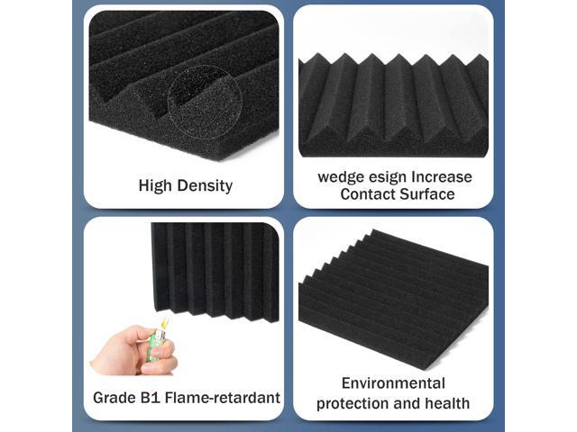 50 Pack Acoustic Foam Panels 1' X 12' X 12' Wedge Soundproof Studio Foam for Walls Sound Absorbing Panels Sound Insulation for Studio (50 Pack, Black)