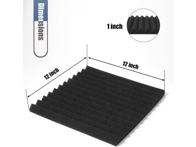 50 Pack Acoustic Foam Panels 1' X 12' X 12' Wedge Soundproof Studio Foam for Walls Sound Absorbing Panels Sound Insulation for Studio (50 Pack, Black)