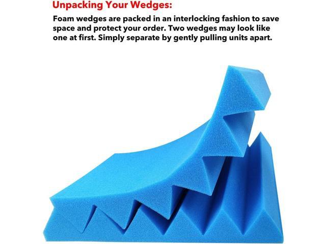 JBER 24 Pack Blue and Charcoal Acoustic Panels Studio Foam Wedges Fireproof Soundproof Padding Black Wall Panels 2' X 12' X 12'