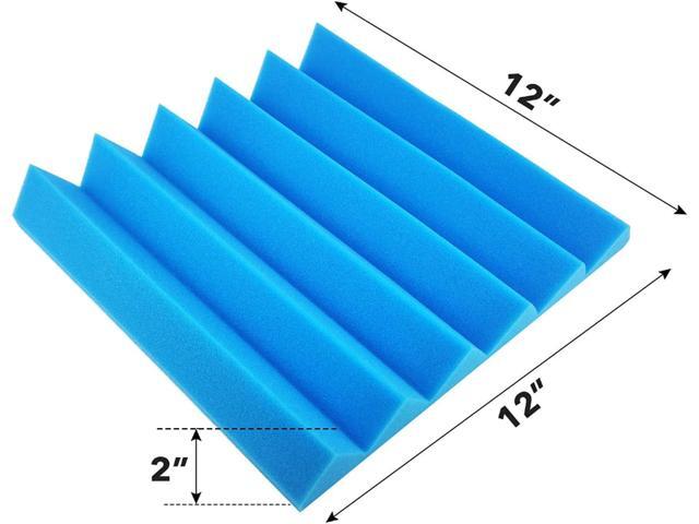 JBER 24 Pack Blue and Charcoal Acoustic Panels Studio Foam Wedges Fireproof Soundproof Padding Black Wall Panels 2' X 12' X 12'