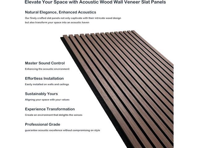 Wood Slat Wall Panel, Easy Installation, Versatile, Enhanced Acoustic Design, Suitable for Living Room, Bedroom, Kitchen & Offices (2 Pcs, Black...