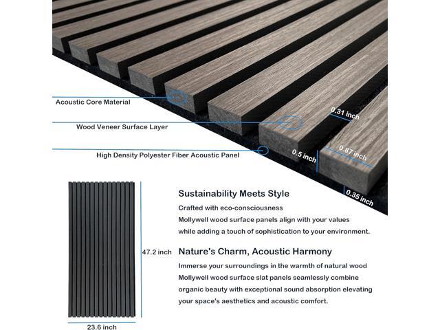 Wood Slat Wall Panel, Easy Installation, Versatile, Enhanced Acoustic Design, Suitable for Living Room, Bedroom, Kitchen & Offices (2 Pcs, Black...