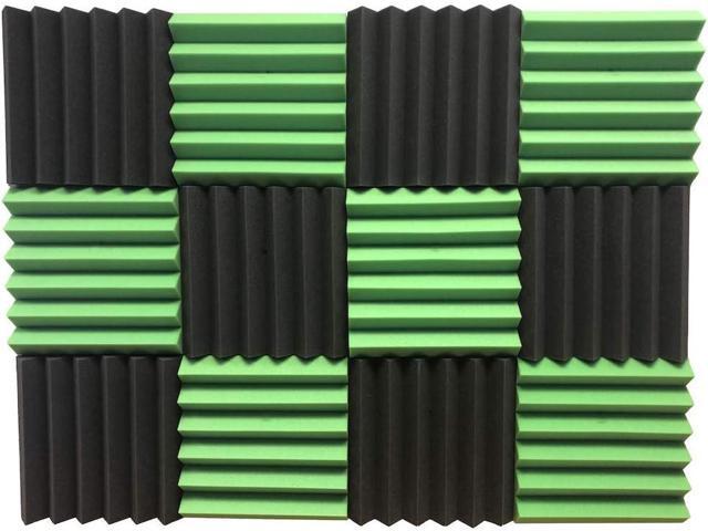 2' x 12' x 12' GREEN/CHARCOAL Black Acoustic Wedge Panels Studio Soundproofing Foam 12 Pack