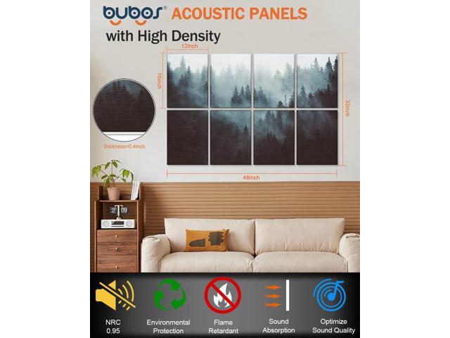 BUBOS 8 Pack Art Acoustic Panels Soundproof Wall Panels,48X32Inches Sound Absorbing Panels,Decorative Acoustical Wall Panels, Acoustic Treatment...