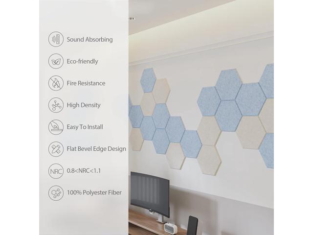Amantech 12 Pack Acoustic Panels Self Adhesive Sound Proof Foam, High Density Sound Acoustic Foam Panel, 12X10.23X0.4 Inch Hexagon Wall Panels in...