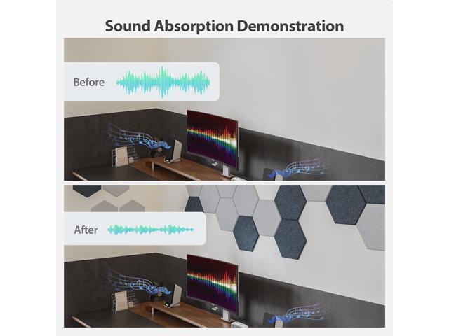 Amantech 12 Pack Acoustic Panels Self Adhesive Sound Proof Foam, High Density Sound Acoustic Foam Panel, 12X10.23X0.4 Inch Hexagon Wall Panels in...
