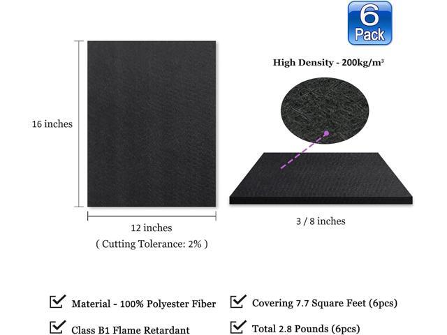 BXI Sound Absorber - 16 X 12 X 3/8 Inches 6 Pack High Density Acoustic Absorption Panel, Sound Absorbing Panels Reduce Echo Reverb, Tackable...