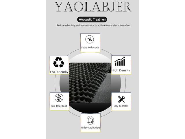 Yaolabjer 48'X 24'X 2' Egg Crate Foam Panel, Black Sound Proof Foam Panels, Acoustic Foam, Noise Cancelling Foam Studio Foam Panel, Sound Panels...