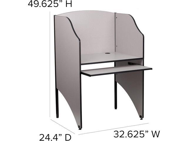 Flash Furniture Kevin Starter Study Carrel with Thermal Fused Surface and Panels and Wire Management Grommets in Nebula Grey Finish