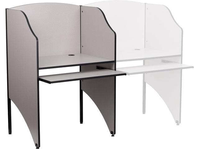 Flash Furniture Kevin Starter Study Carrel with Thermal Fused Surface and Panels and Wire Management Grommets in Nebula Grey Finish