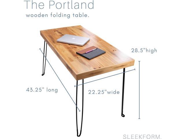 Sleekform Folding Desk Lightweight Portable Wood Table, Small Wooden Foldable No Assembly Required