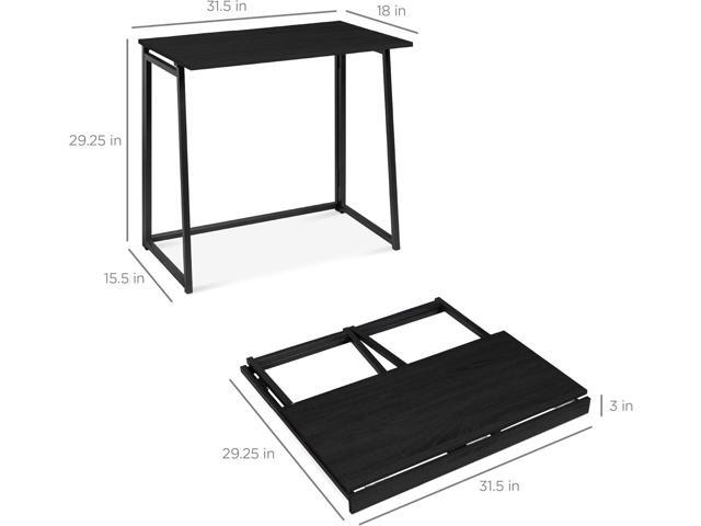 Best Choice Products 31.5in Folding Drop Leaf Desk Table, Computer Workstation for Home Office w/Wood Table Top, Back Shelf, Portable, Space Saving...