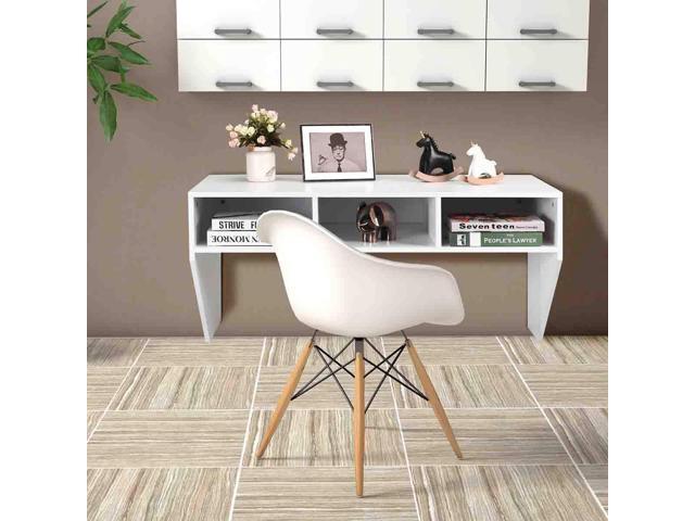 WATERJOY Wall Mounted Desk Computer Desk Floating Table, Home Office Working Desk, Wall Mounted Console Workstation Laptop PC Table with Storage...