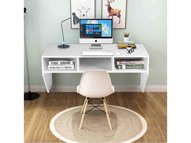 WATERJOY Wall Mounted Desk Computer Desk Floating Table, Home Office Working Desk, Wall Mounted Console Workstation Laptop PC Table with Storage...