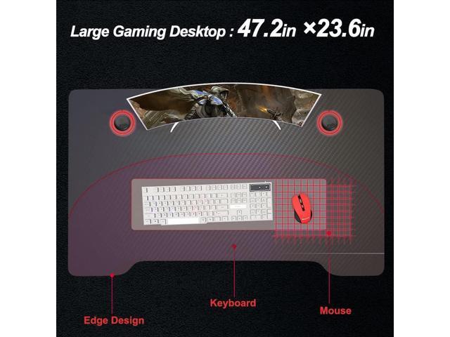 PayLessHere Gaming Desk Z-Shaped More Structure Stable 47' Computer Desk, Ergonomic Racing Style Table for Home Office, Games, Study, Writing
