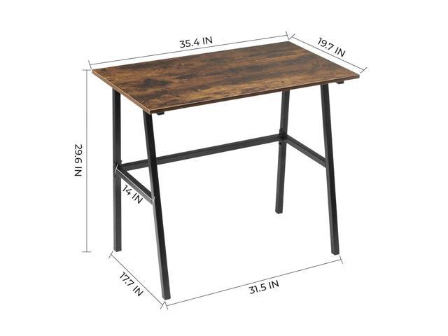 Alecono Small Computer Desk 35'' Study Writing Desk for Small Spaces Modern Simple Metal Frame Rustic Brown