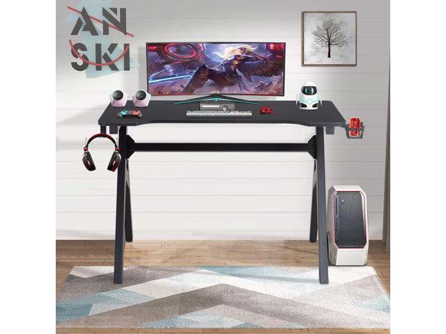Computer Desk Gaming Desk Student PC Desk Writing Desk Office Desk Modern Ergonomic Racing Style Table Workstation Carbon Fiber Headphone Hook...