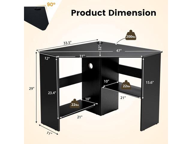GOFLAME Corner Desk with Storage Shelves, Triangular Computer Desk with Cable Management Holes, Laptop Workstation for Small Space, Makeup Vanity...