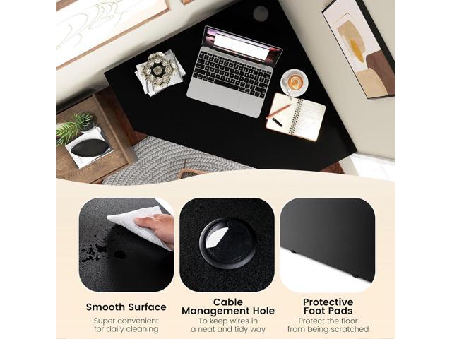 GOFLAME Corner Desk with Storage Shelves, Triangular Computer Desk with Cable Management Holes, Laptop Workstation for Small Space, Makeup Vanity...