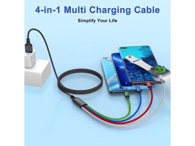Upgraded Multi Charging Cable for Apple Watch Charger Magnetic Wireless iWatch Charger Nylon Braided USB C/Lightning/Micro Compatible with iWatch...