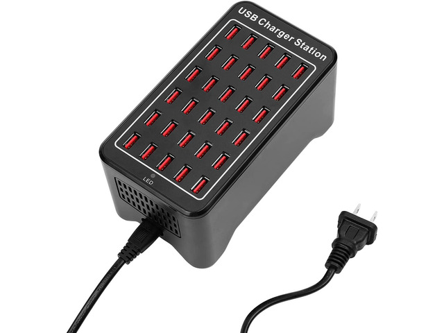 30-Port 150W(30A) USB Charger, AUDRWALL USB Charging Station Multi Ports USB Charger Station with Smart Detect, USB Charging Hub for Smartphones...