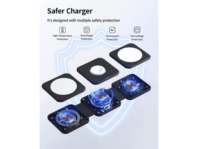 Wireless Charger Magnetic for iPhone - JoyGeek Wireless Charging Station Pad for iPhone 15 14 13 12 Pro Max Plus, for Apple Watch Ultra 9-2, AirPods