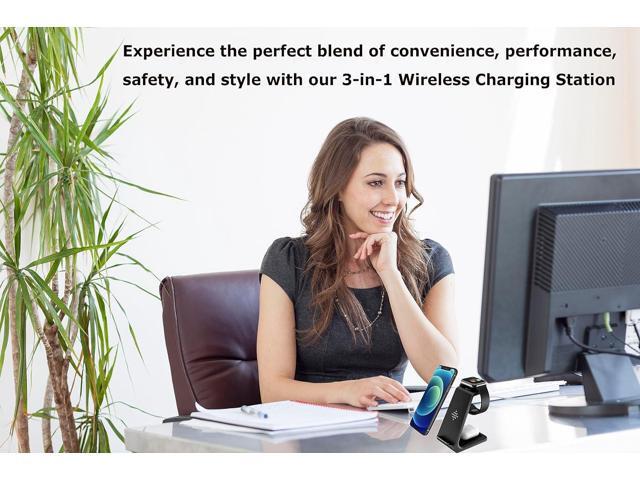 Wireless Charger Stand Dock 3 in 1 Fast Qi Wireless Charging Station for Multiple Devices Apple Watch Ultra/8/7/6/SE/5/4/3/2,Airpods Pro 2,iPhone...